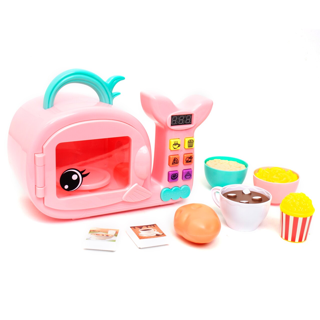 Zoo Troop: Whale Microwave - 17pc Playset, Electronic Light & Sound, Animal Shaped Kitchen Appliance, Food Accessories, Pretend Play, Kids Ages 2+